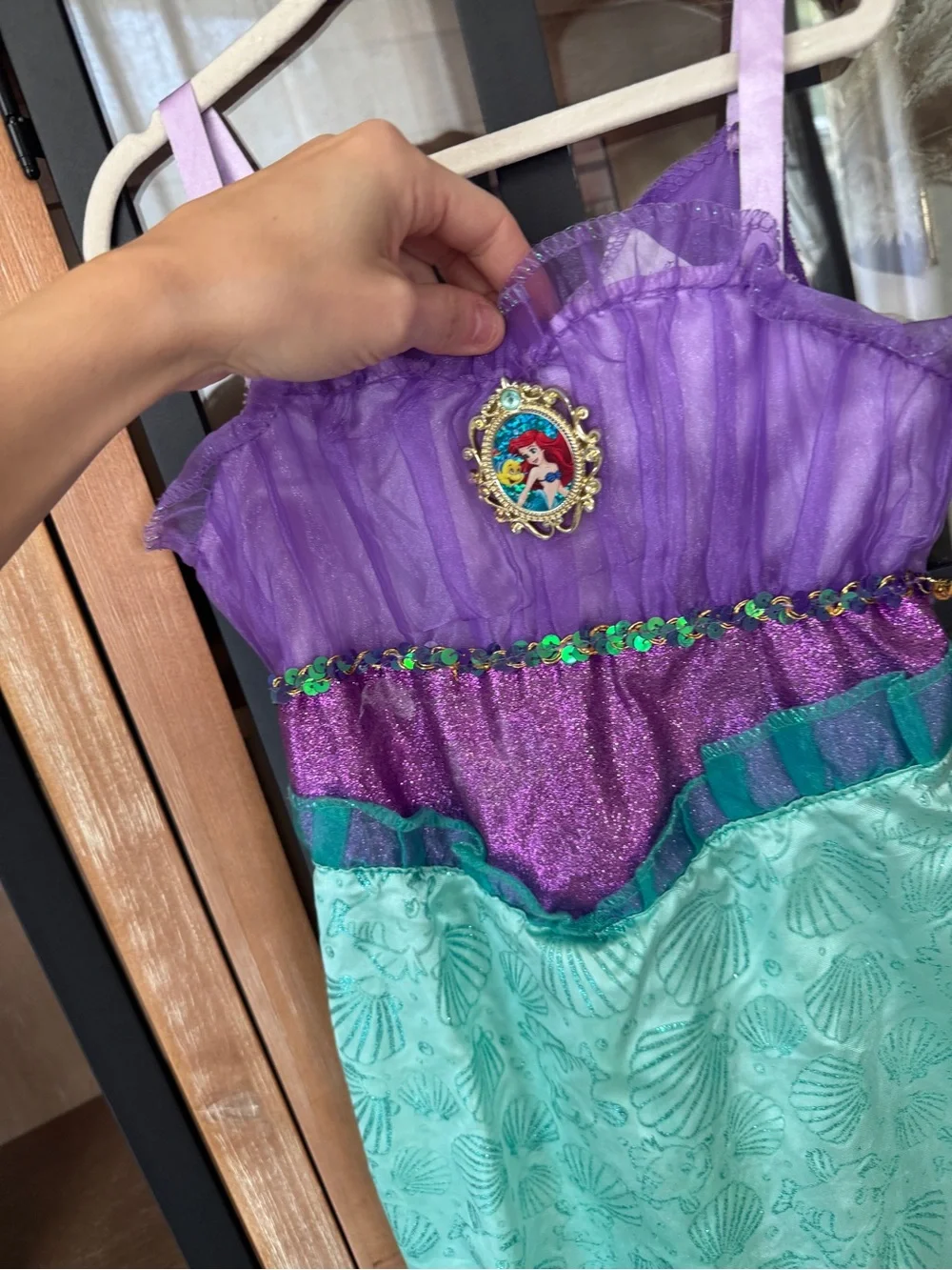 Disney Ariel dress costume the little mermaid long gown sequined glitter